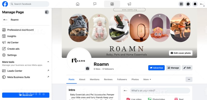 Facebook page management for Roamn